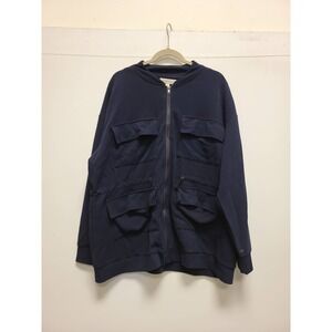 Weekend Suzanne Betro Jacket 1X Plus Size Blue Full Zip Pockets Outerwear Coat